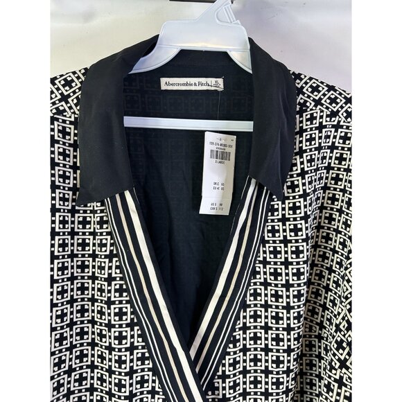 New Abercrombie & Fitch Geometric Collared Wrap Dress - Picture 5 of 8
